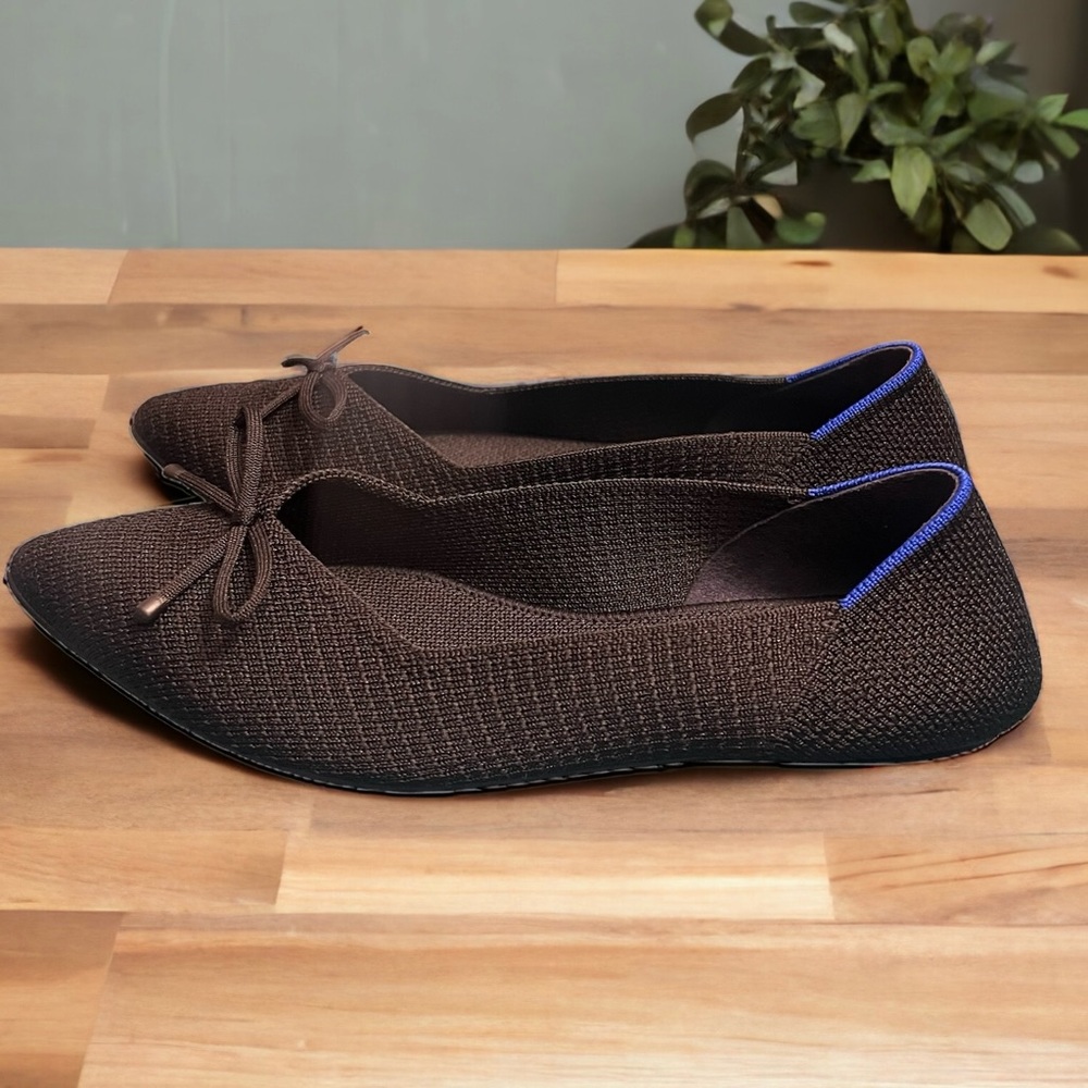Rothy's The Bow Point Black Flats Shoes Women’s 8 Washable Comfort Casual Travel